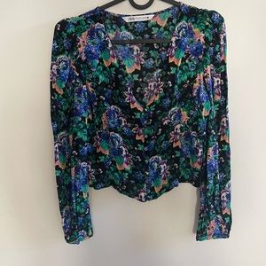 Floral cropped blouse - Zara, size S
